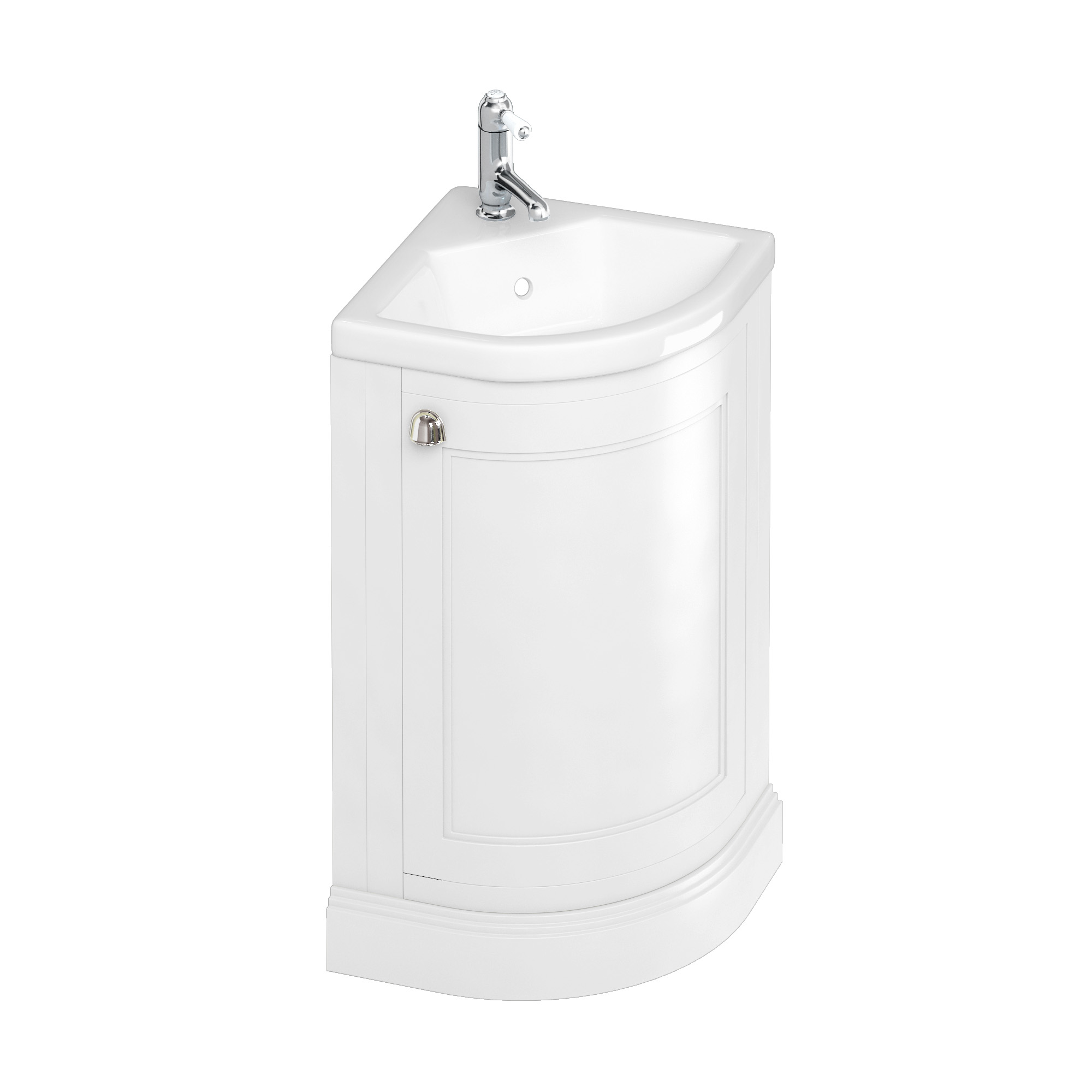 Freestanding 43cm Corner Vanity Unit - Matt White